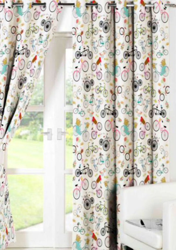 Beautiful Long Crush Solid Cycle Print Curtain Combo ( 4 x 7 , pack of 2)