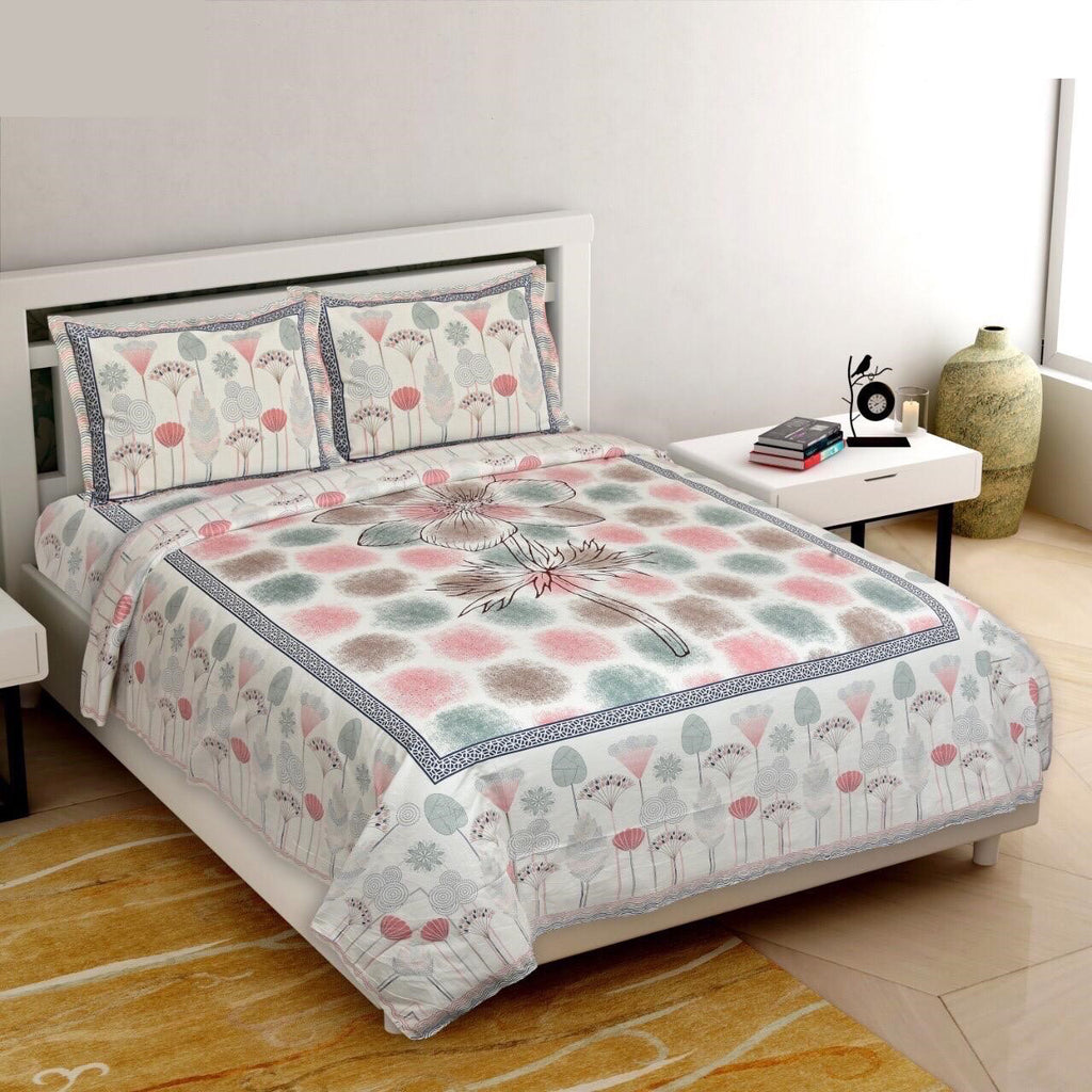 New Floral Cotton Printed Double Bedsheet (100*108 inch)