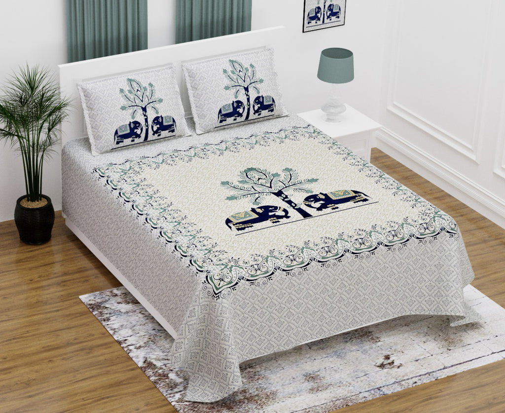 Royal Floral Cotton Printed Double Bedsheet (100*108 inch)