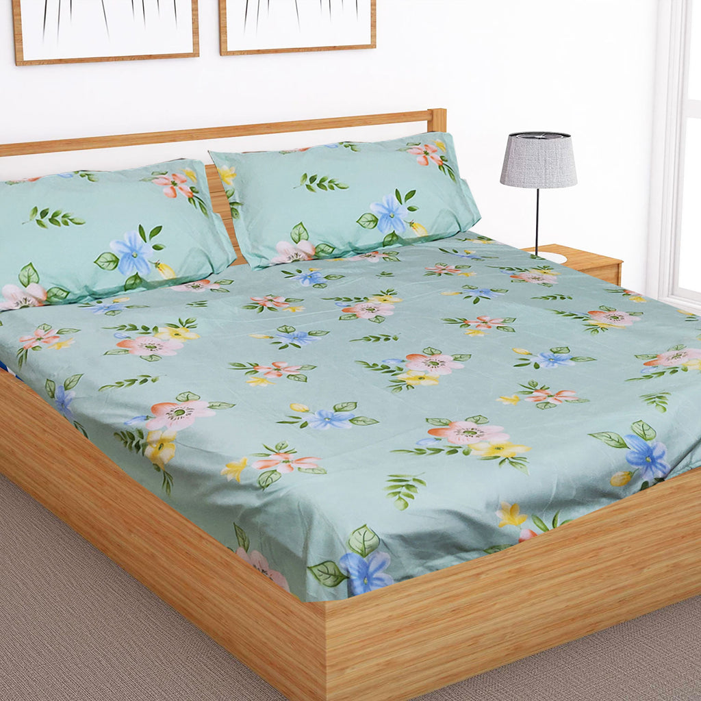 Super Soft Floral Design Double Bedsheet ( 90*100inch, King )