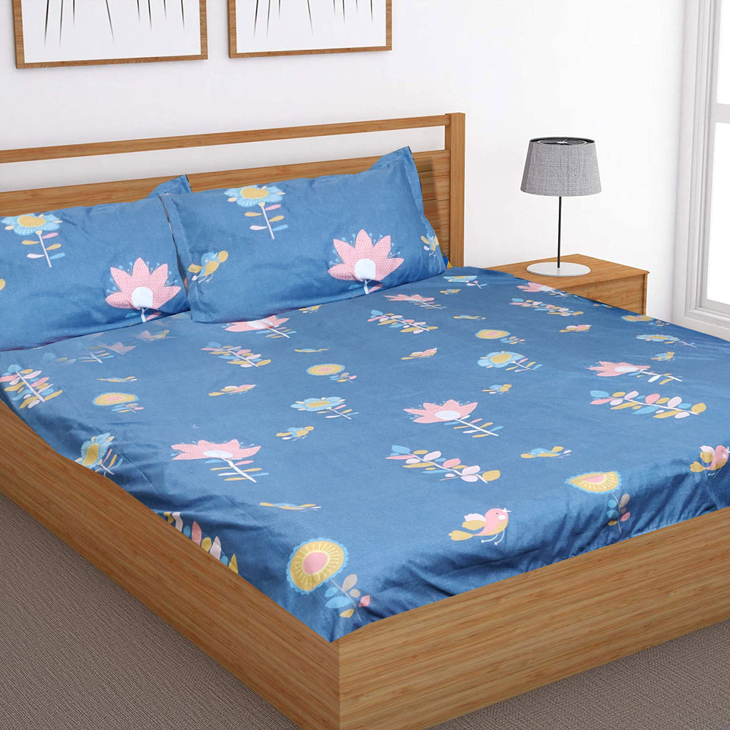 Super Soft flower Design Double Bedsheet ( 90*100inch, King )