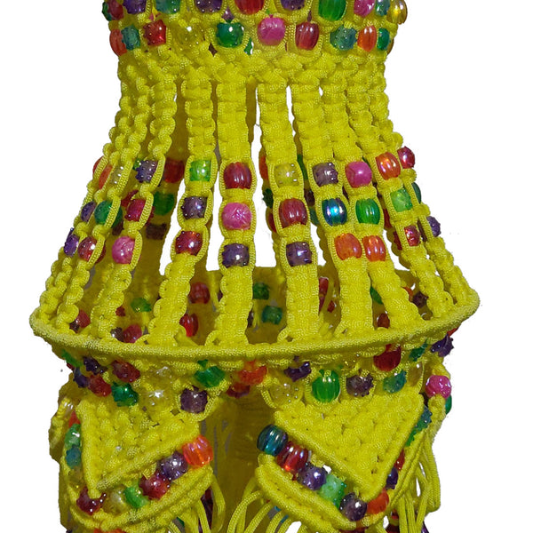 Buy this bright yellow color macrame jhumar online.