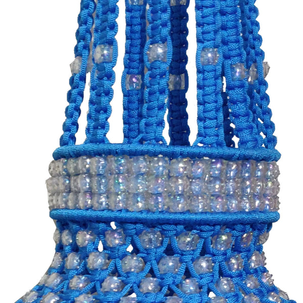 Buy this bright blue color macrame jhumar online.