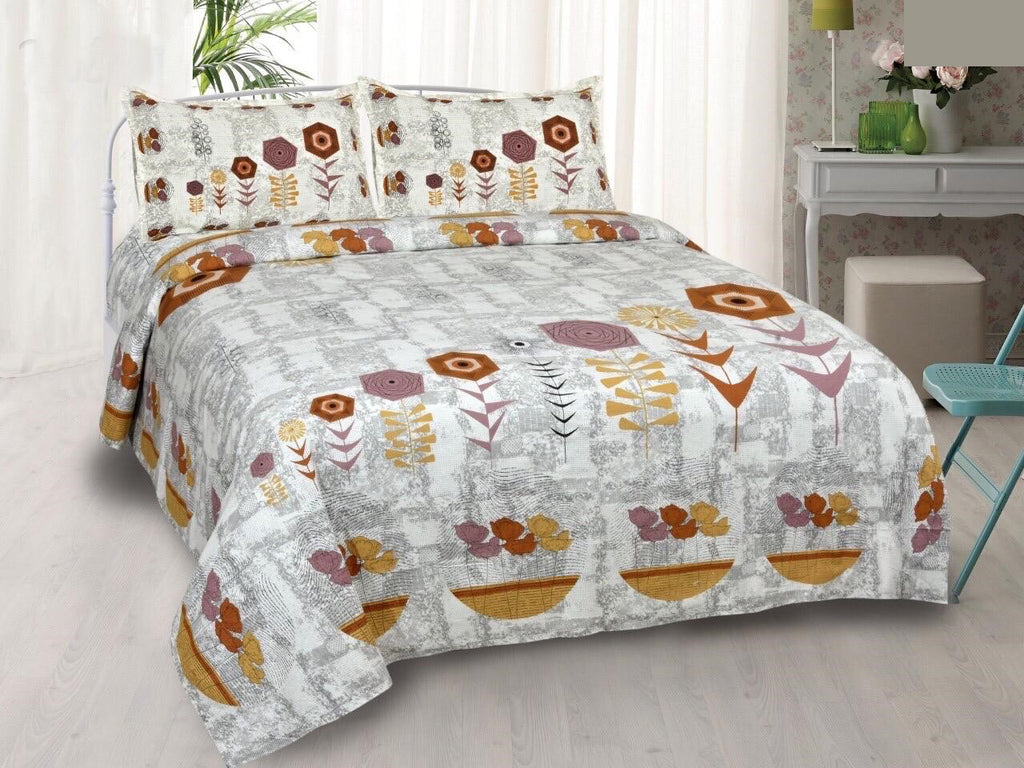 Geo Floral Cotton Printed Double Bedsheet (100*108 inch)