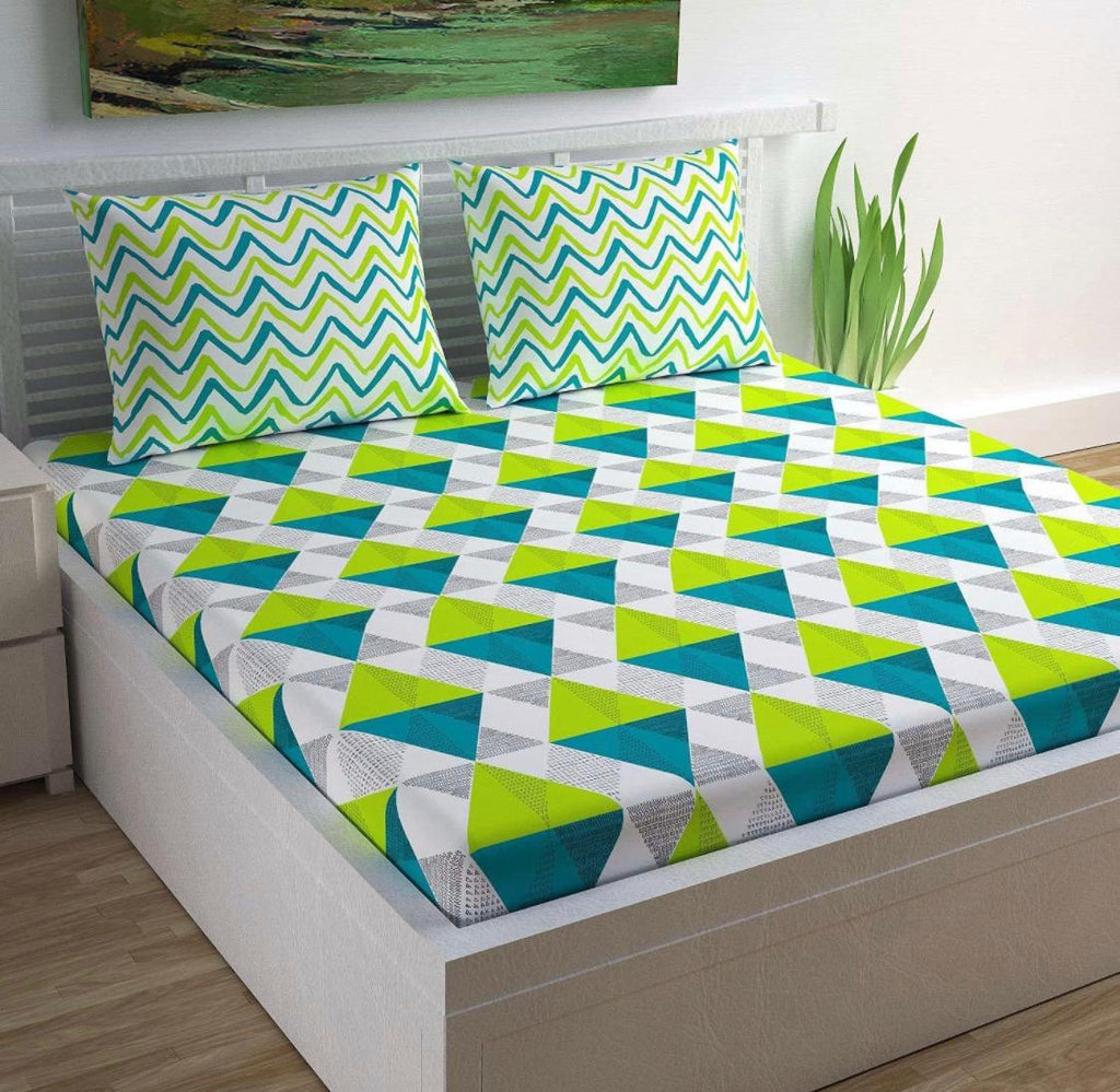 100% Cotton Geometric Print Bedsheet for Double Bed ( 90*100 inch )