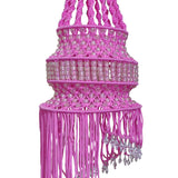 Buy bright pink color macrame jhumar online.