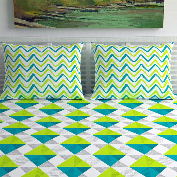 100% Cotton Geometric Print Bedsheet for Double Bed ( 90*100 inch )