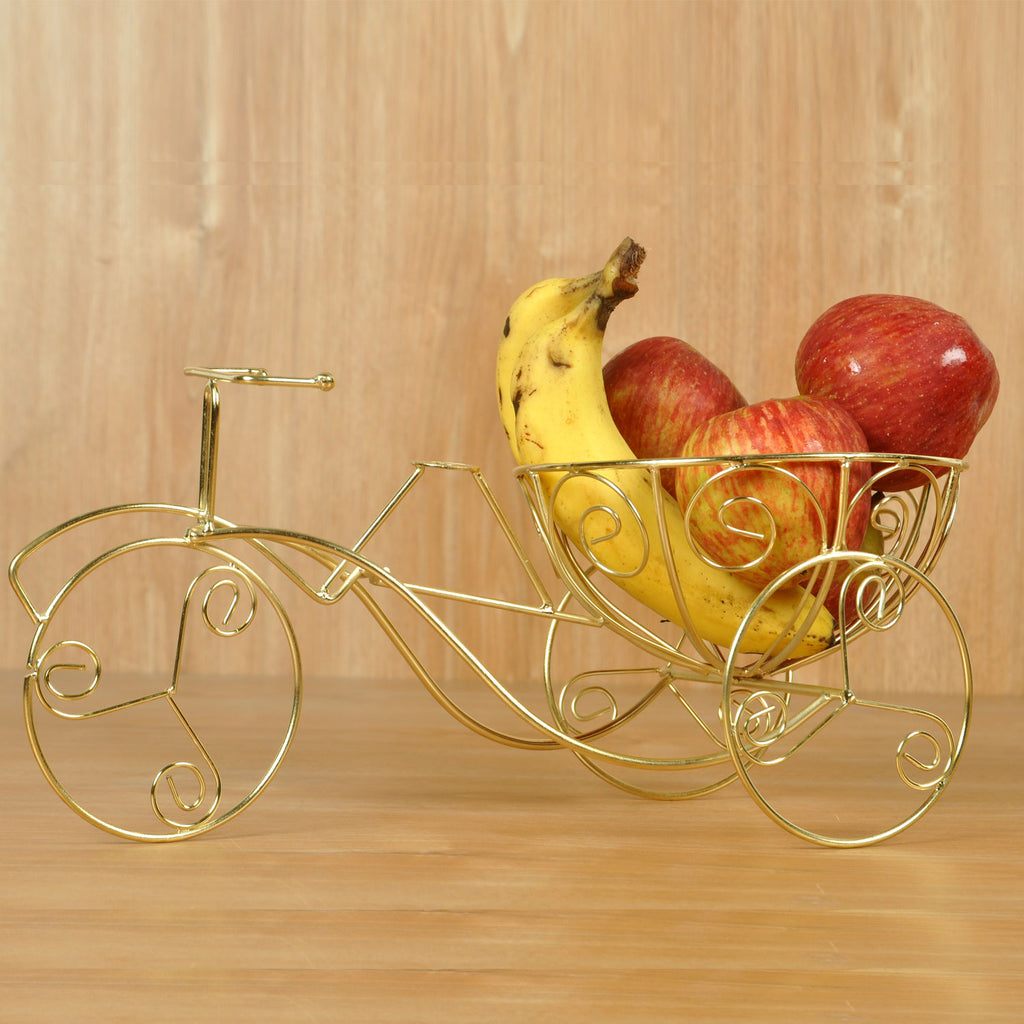 Metallic Charm Stainless Steel Fruit Cycle Basket