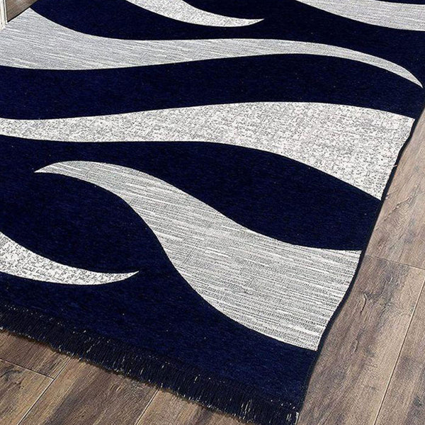 Wave Design Exclusive Velvet Carpets ( Blue, 5*7 Feet )