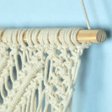 White Macramé Hanging Double Wall Shelf (L-90cm ,W-40cm)