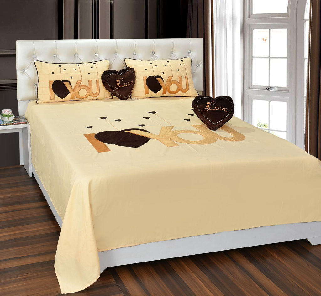 Love Design Double Bedsheet ( 90*100inch, Queen)