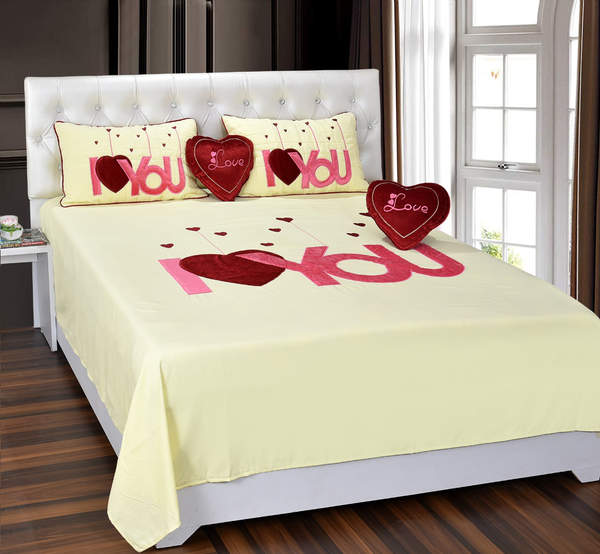 Love Design Double Bedsheet ( 90*100inch, Queen)