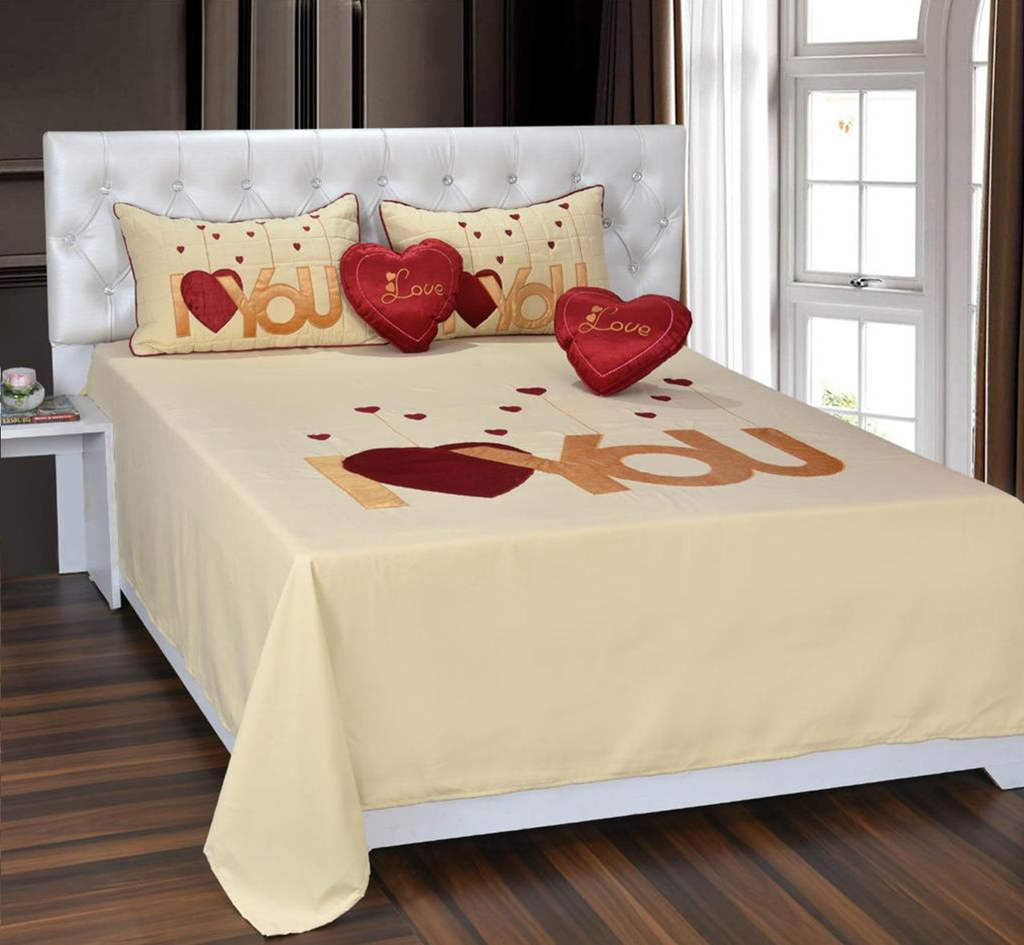 Love Design Double Bedsheet ( 90*100inch, Queen)