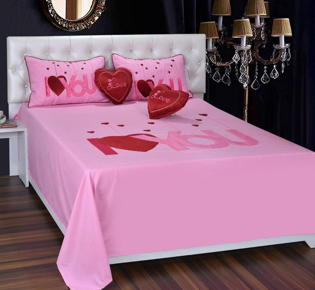 Love Design Double Bedsheet ( 90*100inch, Queen)