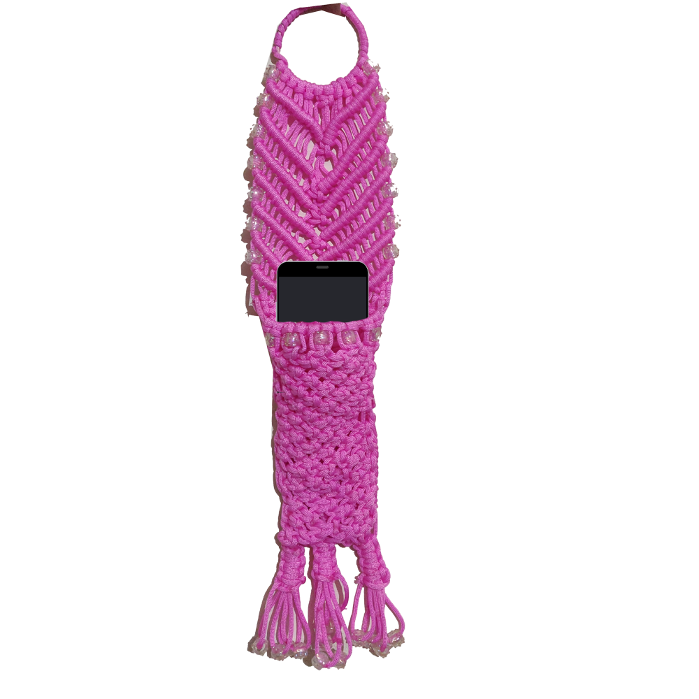 Macramé Handicraft Pink Pocket( 23cm )