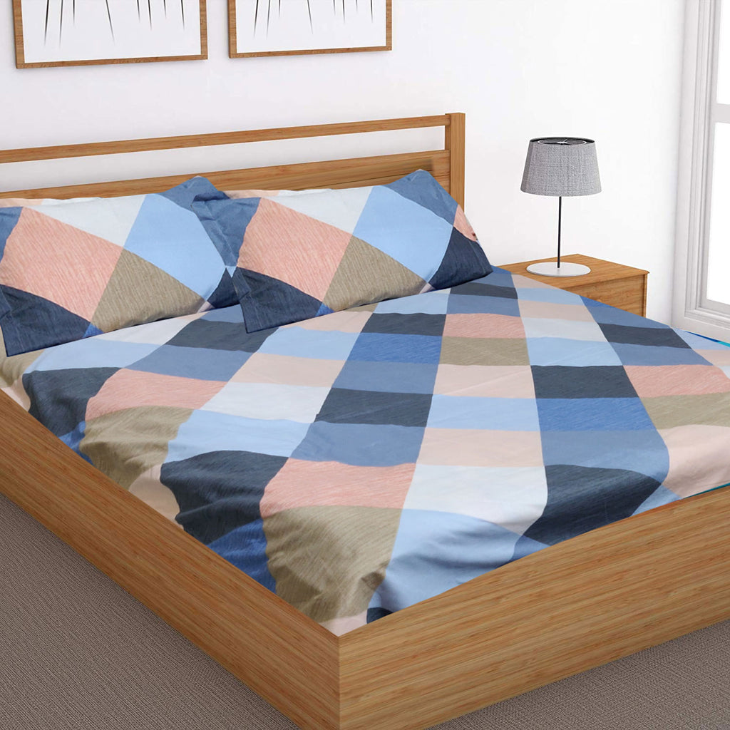 Super Soft Boxed Design Double Bedsheet ( 90*100inch, King )