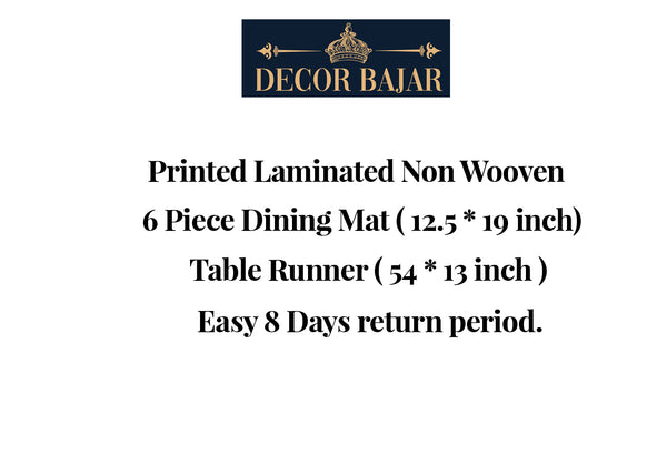 Dining Table Mat 6 Pieces with Runner Set