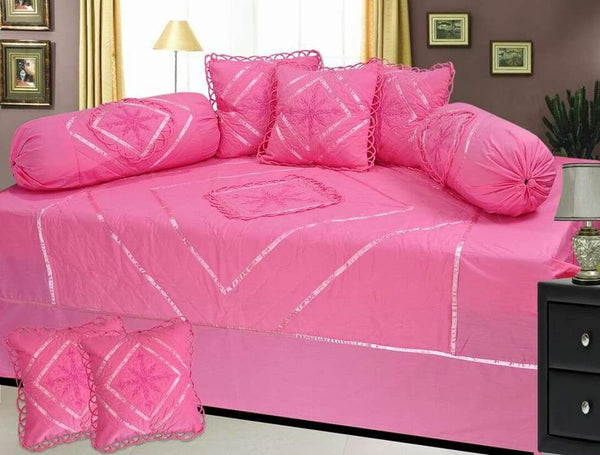 Embroidery 100% Cotton Single Bedsheet( 8pc ,Deewan Set )