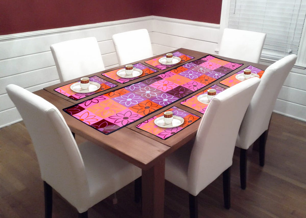 Dining Table Mat 6 Pieces with Runner Set