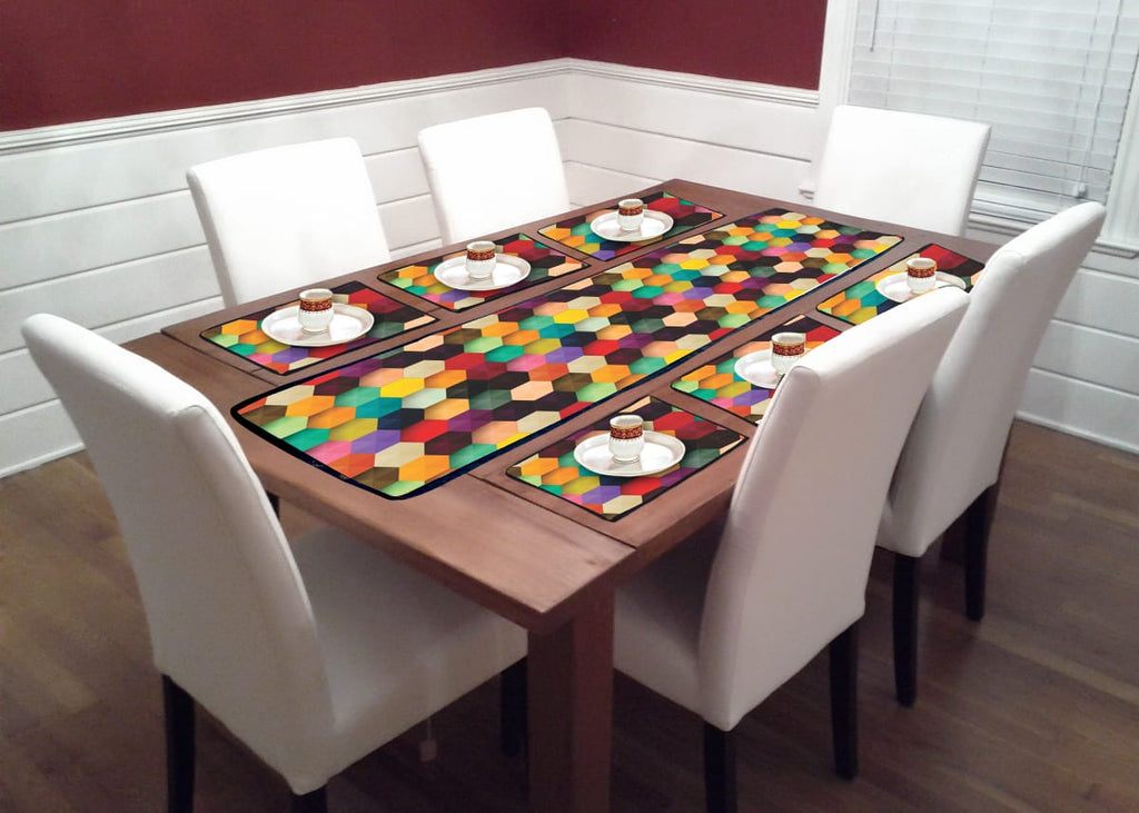 Dining Table Mat 6 Pieces with Runner Set