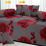 Flower Design Single Bedsheet ( 100% cotton, 8pc set, Diwan set )