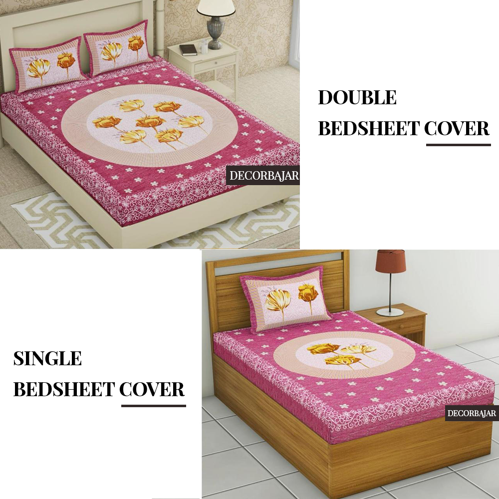 Combo Of 100% Cotton Double & Single Bedsheet 