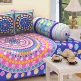 Jaipuri Design Single Bedsheet ( 100% cotton, 6pc set, Diwan set )