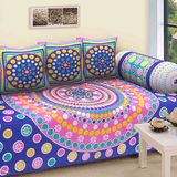 Jaipuri Design Single Bedsheet ( 100% cotton, 6pc set, Diwan set )