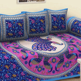 Jaipuri Design Single Bedsheet ( 100% cotton, 6pc set, Diwan set )