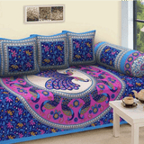 Jaipuri Design Single Bedsheet ( 100% cotton, 6pc set, Diwan set )