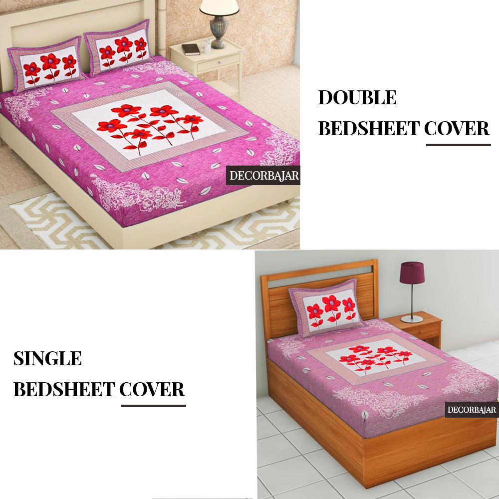 Combo Of 100% Cotton Double & Single Bedsheet