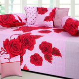 Flower Design Single Bedsheet ( 100% cotton, 8pc set, Diwan set )