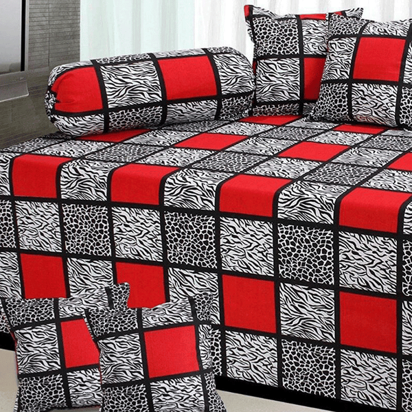 Box Design Single Bedsheet ( 100% cotton, 8pc set, Diwan set )