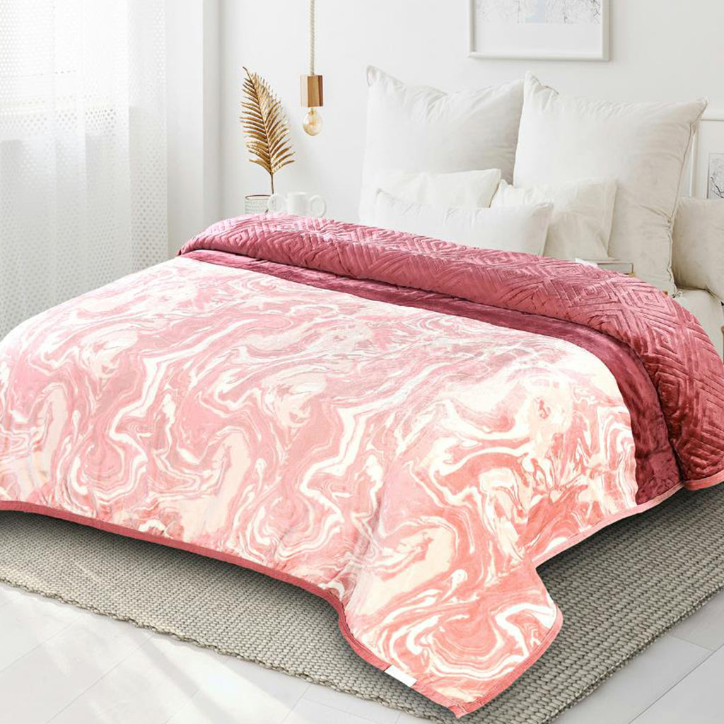 Super Soft Mink Embossed Blanket ( Double bed, 1.9 kg )