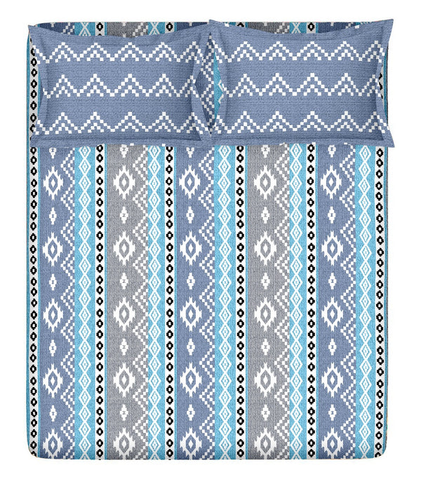 Classic Design Pure Cotton King Size Bedsheet-Blue( 108*108 inch )