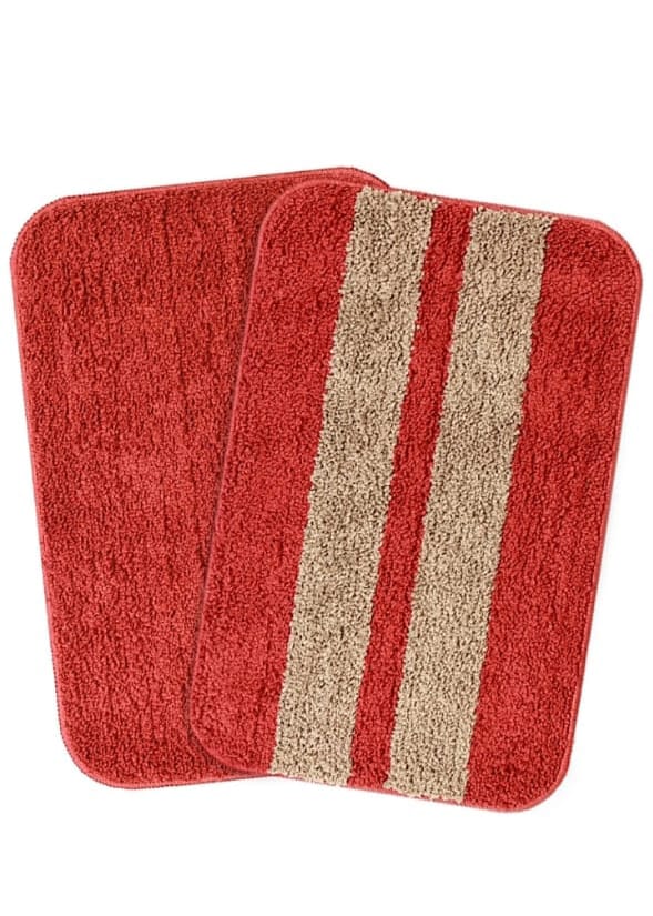 Red Anti-Slip Bath Mats - Set Of 2 (60*40cm)