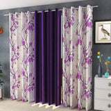 Beautiful 3PC Flower Design Curtain Combo ( 4 x 7 , pack of 3, Purple)