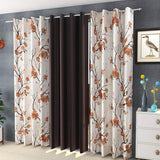 Beautiful 3PC Flower Design Curtain Combo ( 4 x 7 , pack of 3, Dark Brown)