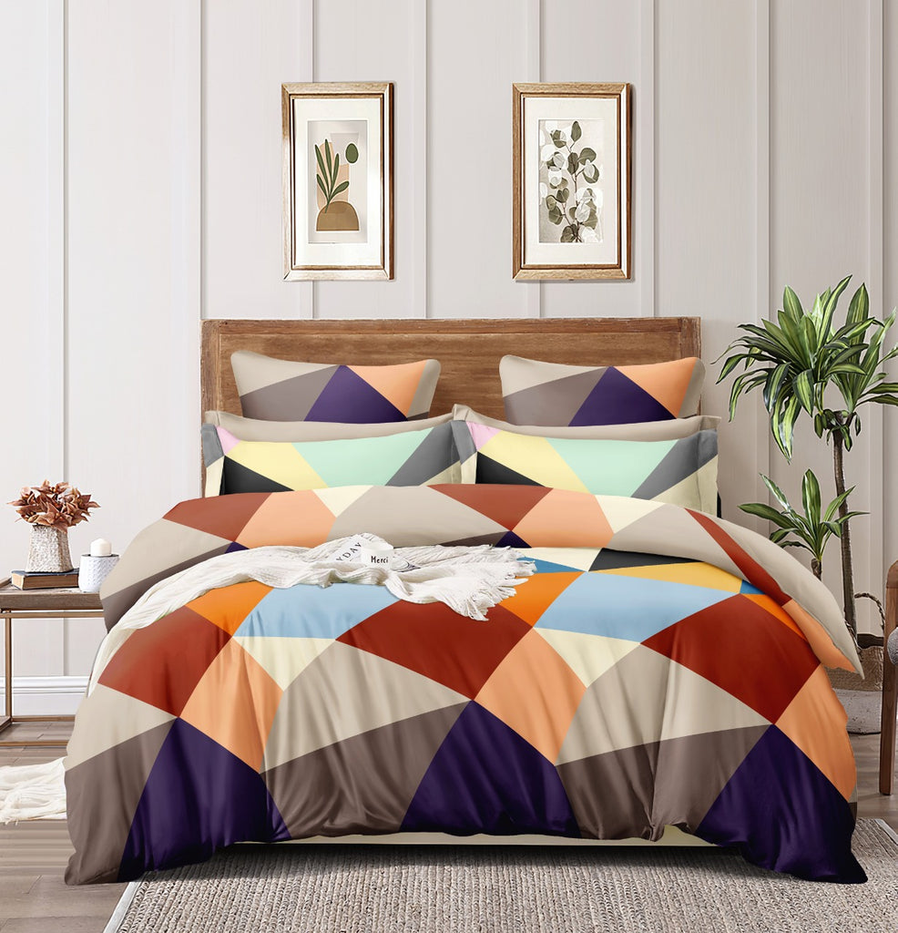 Super Soft New Geometric Design Double Bedsheet ( 90*100inch, King )