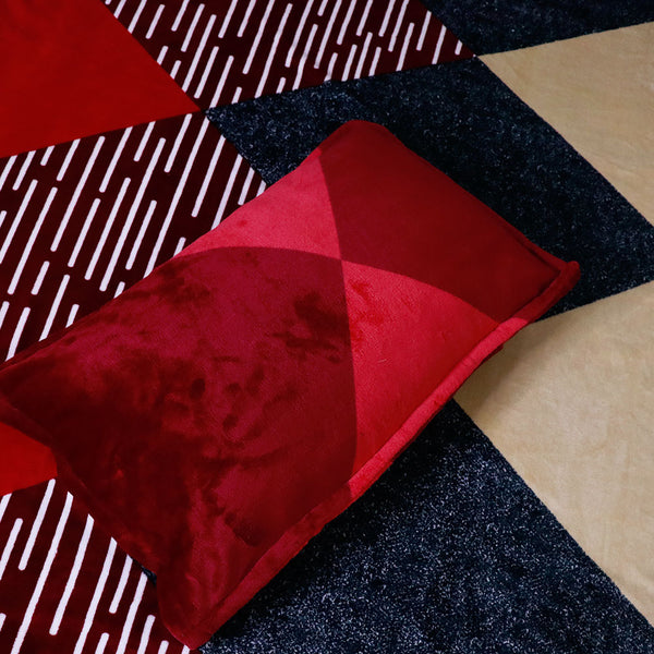 Soft Woolen Metrix Design Winter Bedsheet With Pillow covers ( 90*100 inch, 2.3kg , 300gsm )