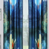 Beautiful Long Crush Solid Blue Lake Print Curtain Combo ( 4 x 7 , pack of 2)
