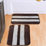Brown Stripe Anti-Slip Bath Mats - Set Of 2 (60*40cm)