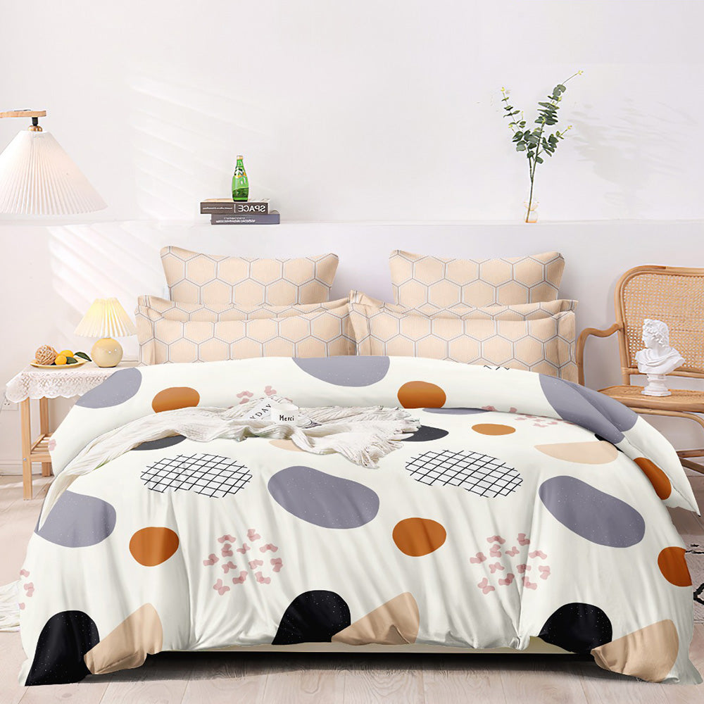 Super Soft Circle Design Cosy Comforter Set (4 pc Set, king Size)