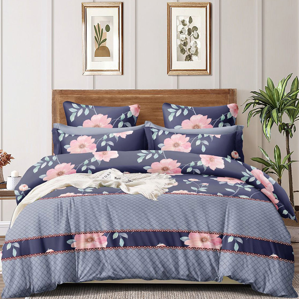 Super Soft Cross Floral Design Double Bedsheet ( 90*100inch, King )