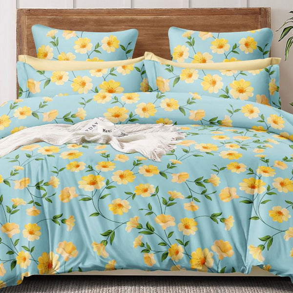 Super Soft Daffodils Design Double Bedsheet ( 90*100inch, King )