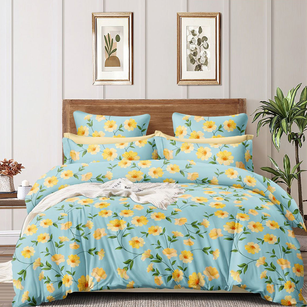 Super Soft Daffodils Design Double Bedsheet ( 90*100inch, King )