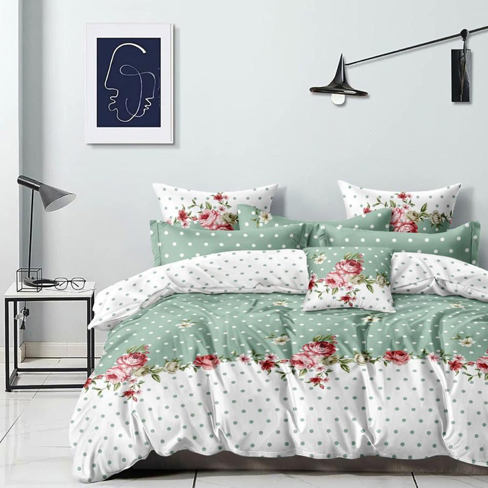 Ultra Super Soft Cosy Comforter Set Green Floral Design (king size )
