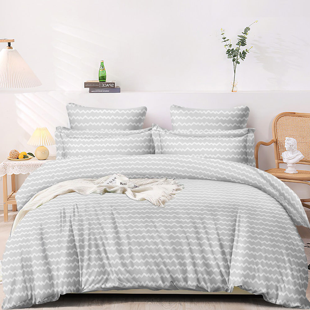 Super Soft Wave Grey Design Cosy Comforter Set (4 pc Set, king Size)