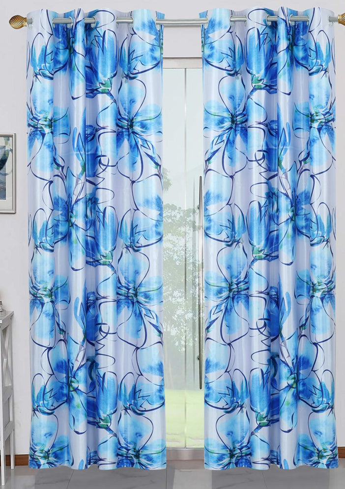 Beautiful Long Crush Solid Flower Curtain Combo ( 4 x 7 , pack of 2)