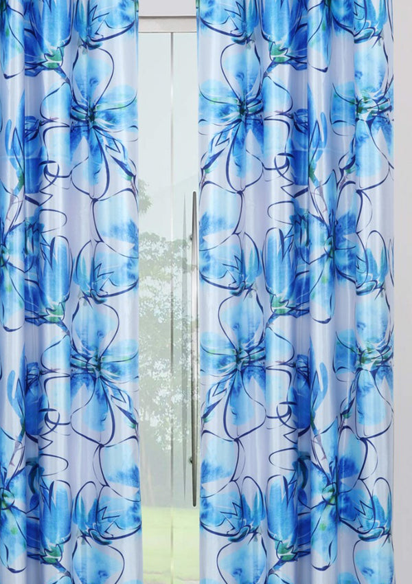 Beautiful Long Crush Solid Flower Curtain Combo ( 4 x 7 , pack of 2)